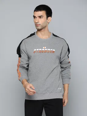 Alcis Men Grey Melange Printed Sweatshirts