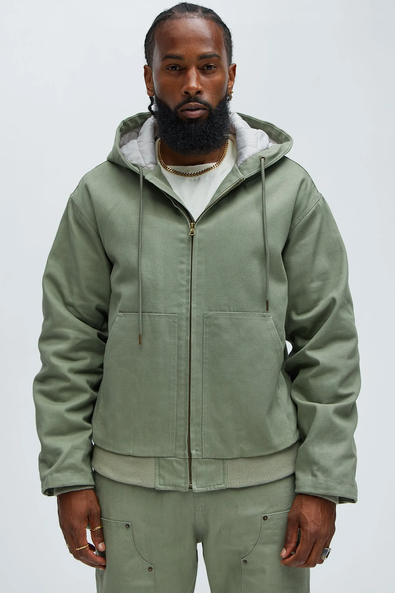 Alexander Utility Canvas Hooded Jacket - Olive