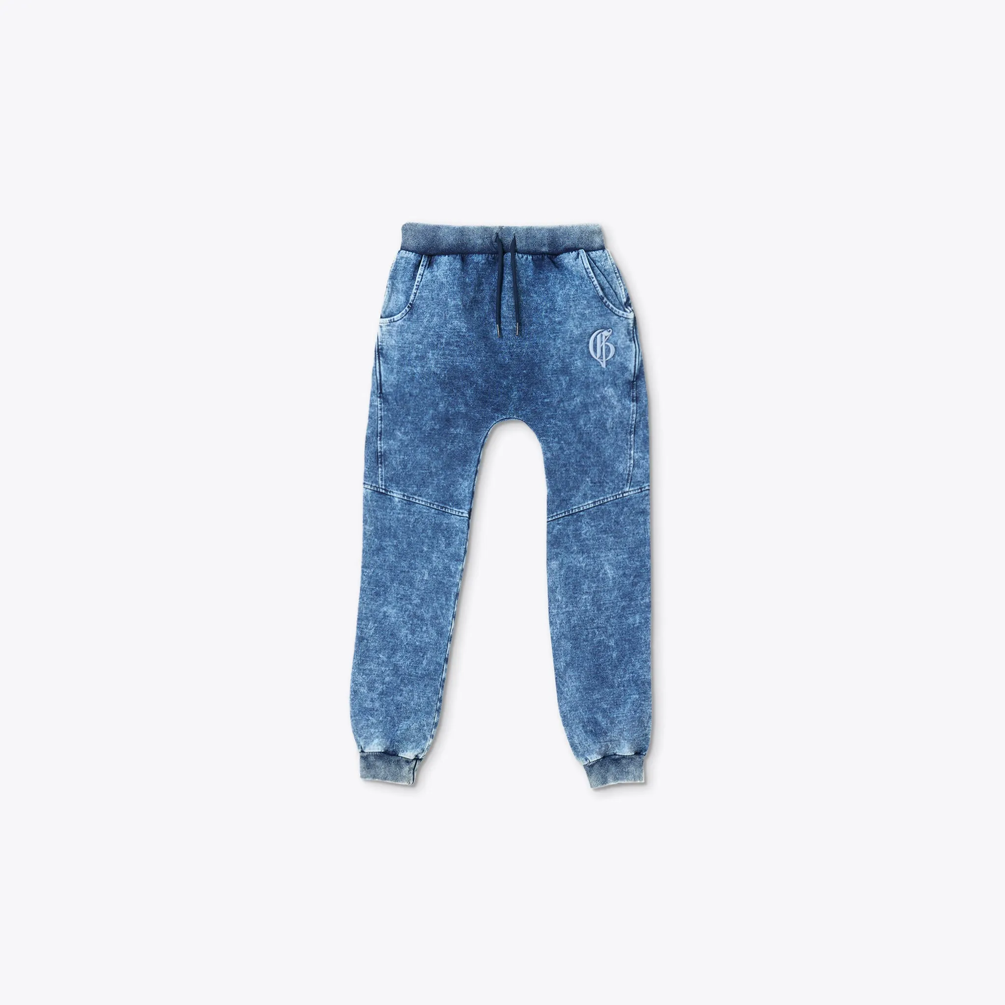 BLUE DENIM JOGGERS WITH BACK POCKET