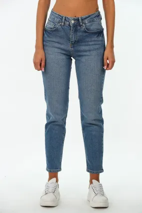 Blue Mom Slim Fit Plain Jeans