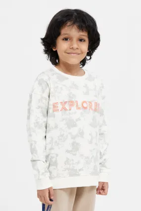 Boys Beige Printed Sweatshirt