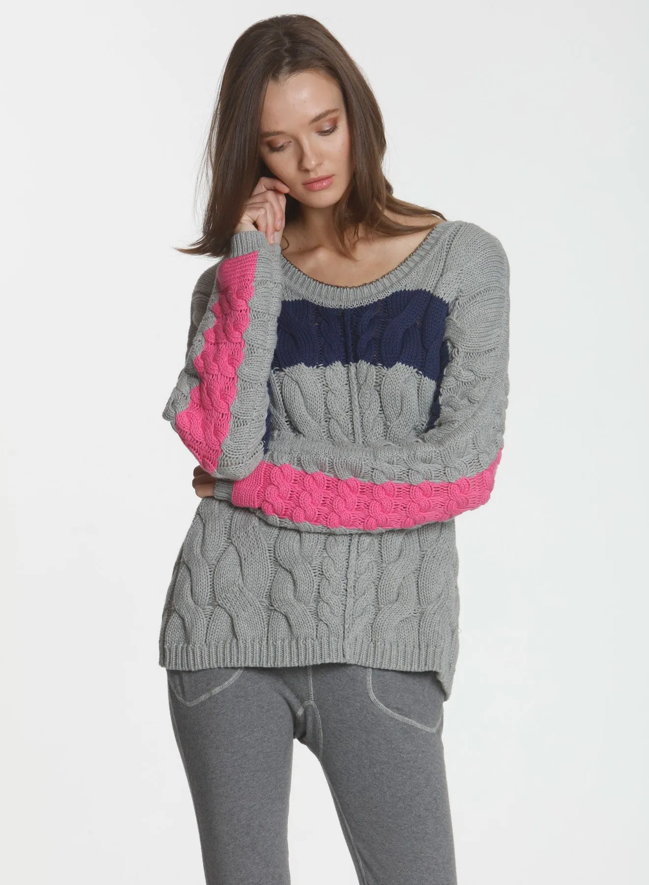 Clara Cable Sweater - Grey