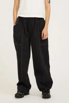 Crinkled Nylon Pants Black Womens