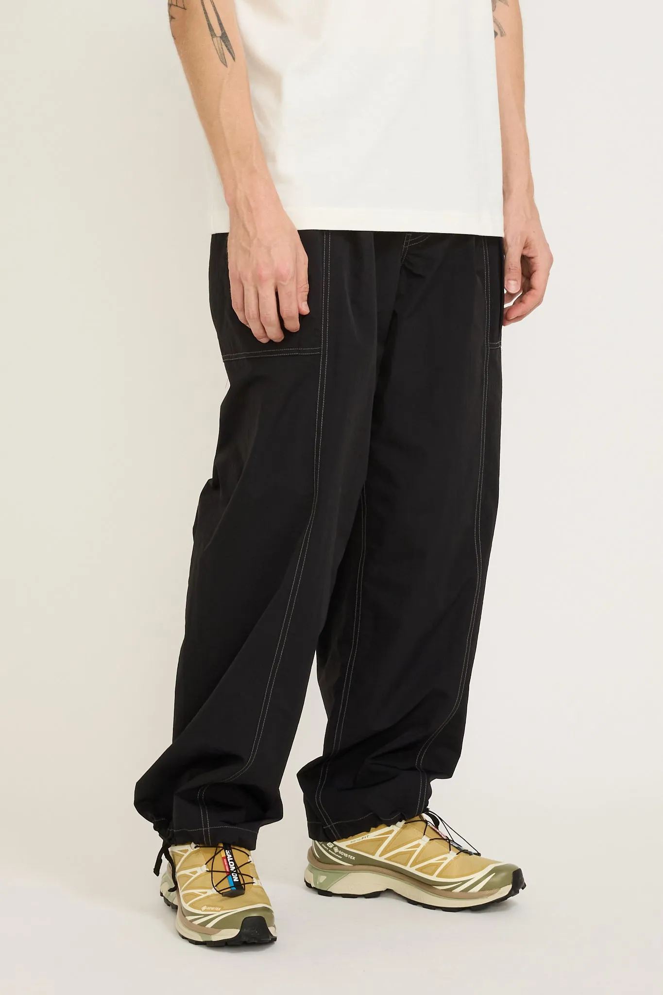 Crinkled Nylon Pants Black