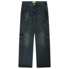 Dark Denim Utility Cargo Jeans