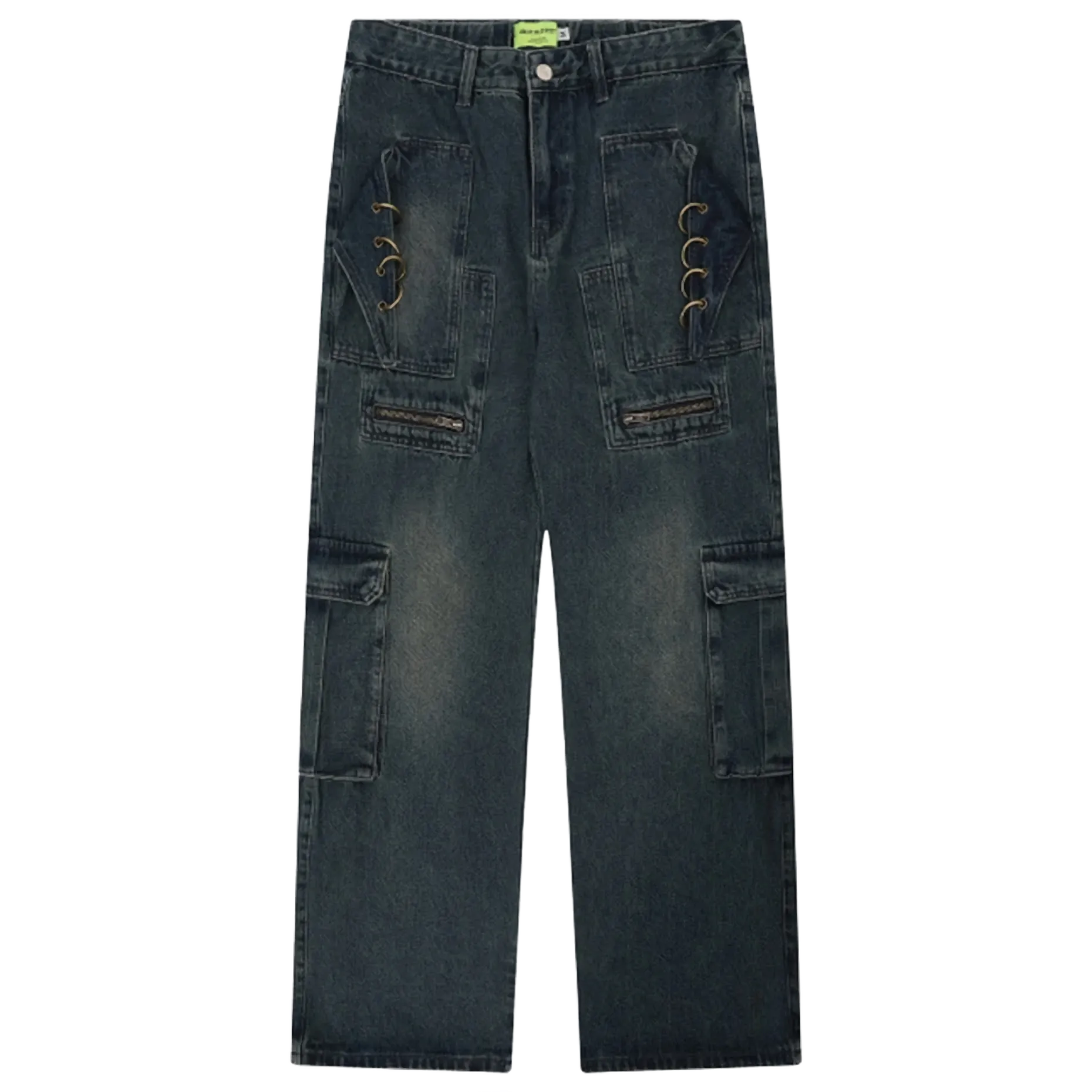 Dark Denim Utility Cargo Jeans