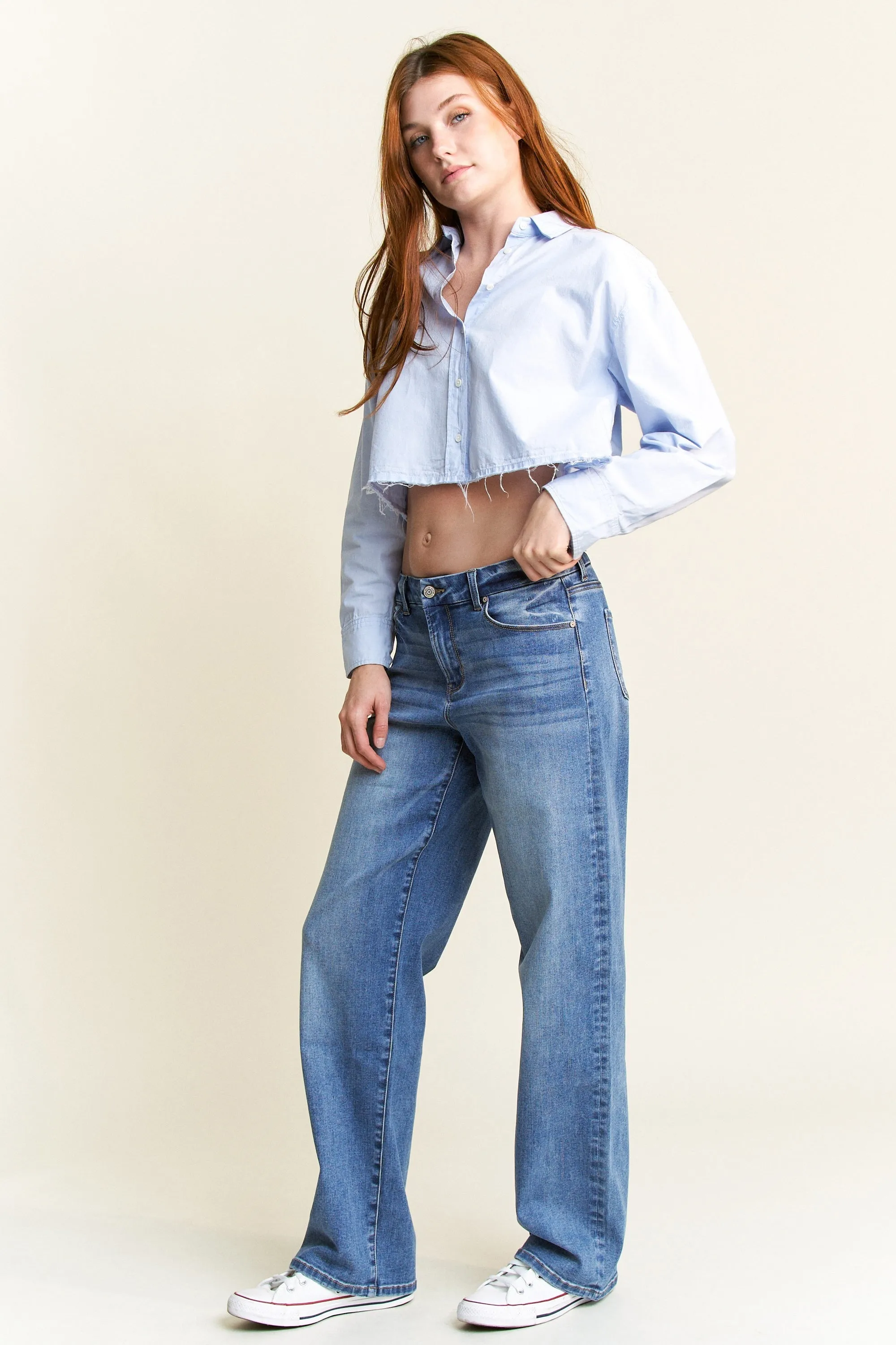 Enjean - Mid Rise Loose Straight Jeans - EP3580