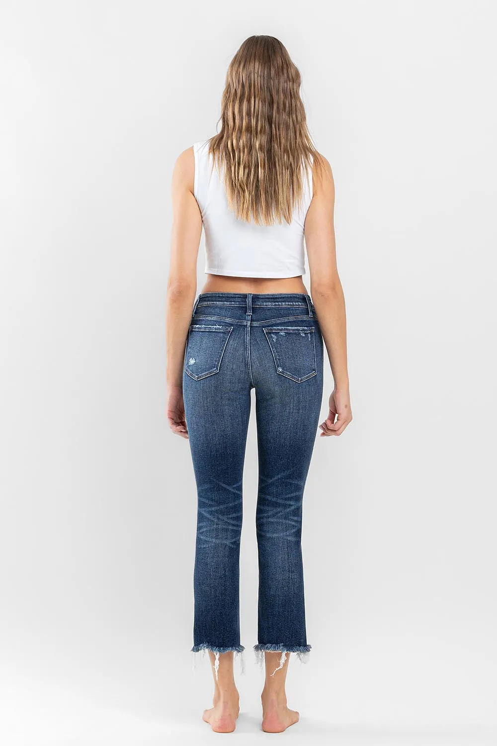 Flying Monkey - Stunned - Low Rise Raw Hem Crop Slim Straight Jeans - F5340