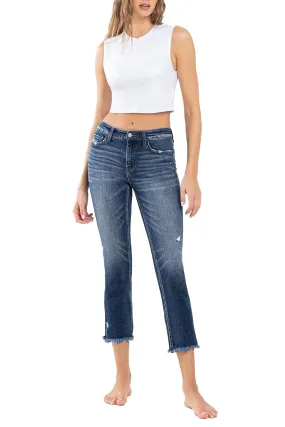 Flying Monkey - Stunned - Low Rise Raw Hem Crop Slim Straight Jeans - F5340