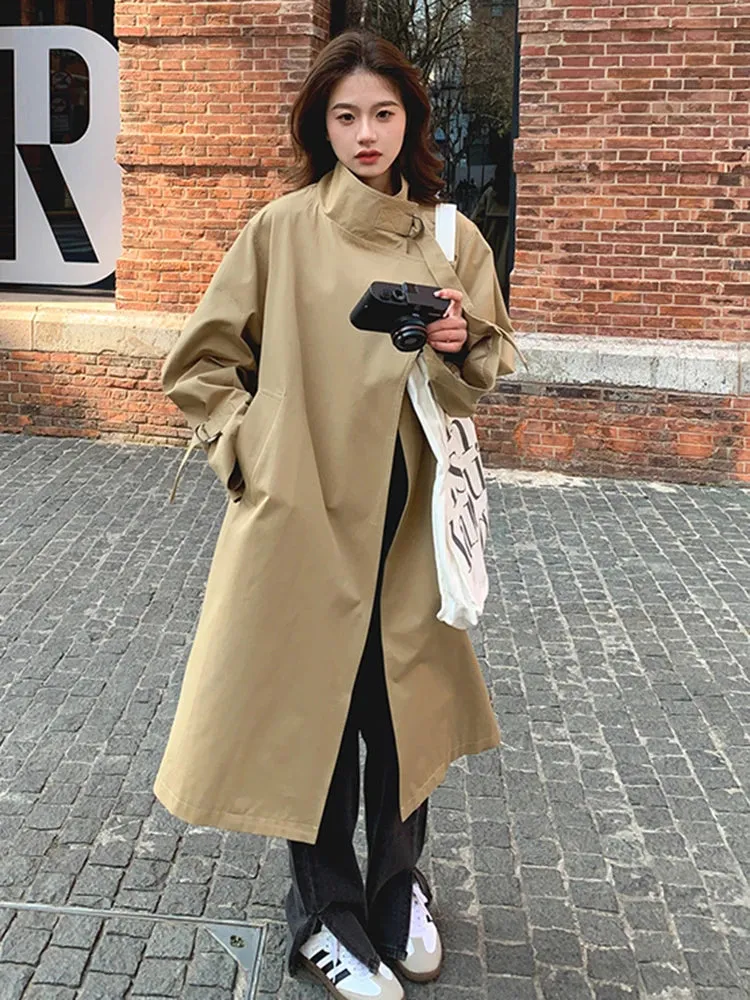 Gemma Funnel Neck Cape Trench Coats