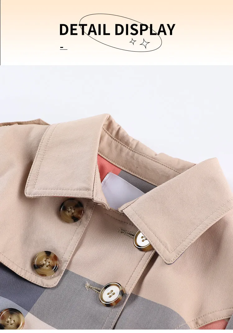 Girl Autumn Winter Teenage Long Sleeve Trench Jacket Kids Double Breasted Belted Windbreaker Coat