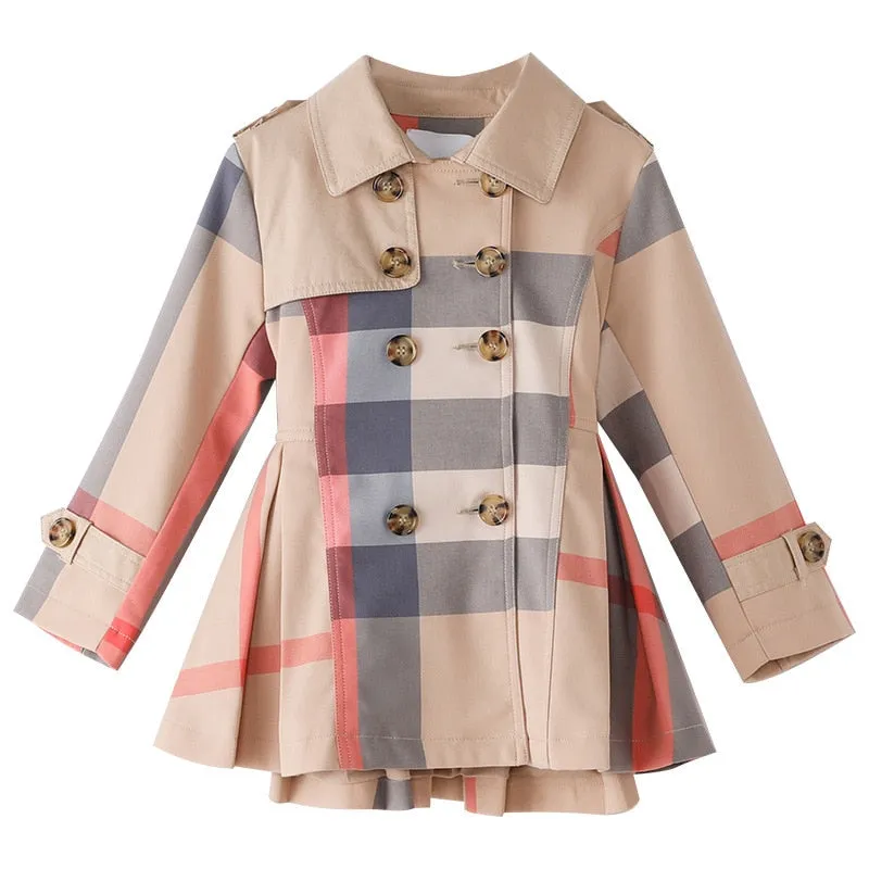 Girl Autumn Winter Teenage Long Sleeve Trench Jacket Kids Double Breasted Belted Windbreaker Coat