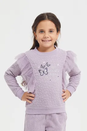 Girls Lilac Embroidered Sweatshirt