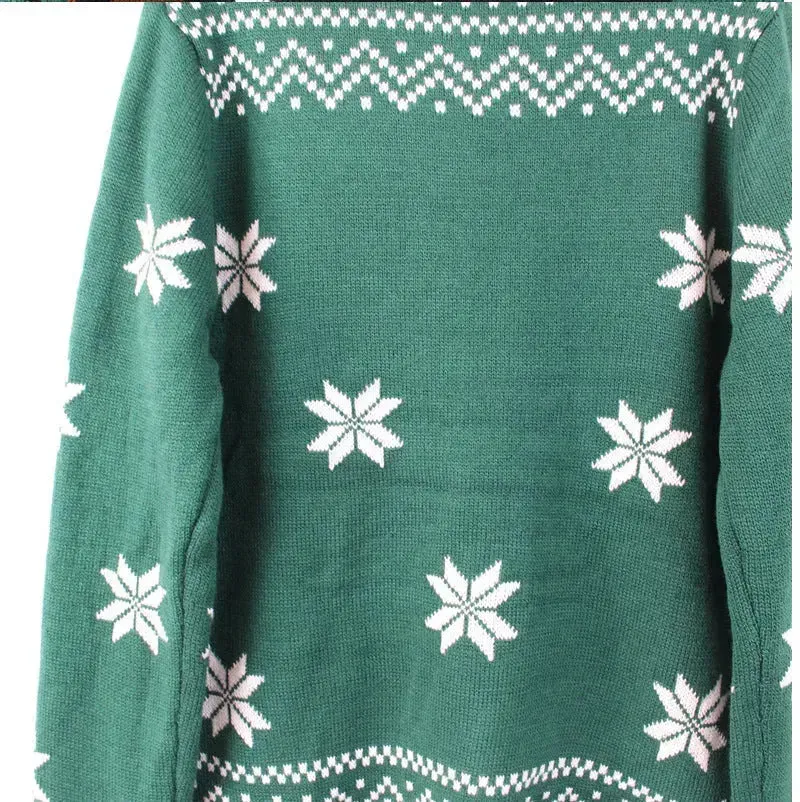 Green christmas Santa Paws Couple Pullover sweater