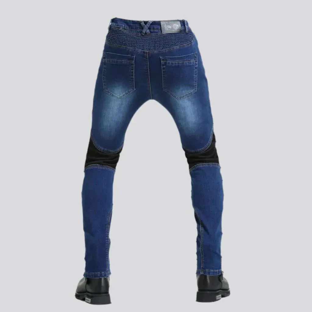 Knee-pads protective men's biker jeans