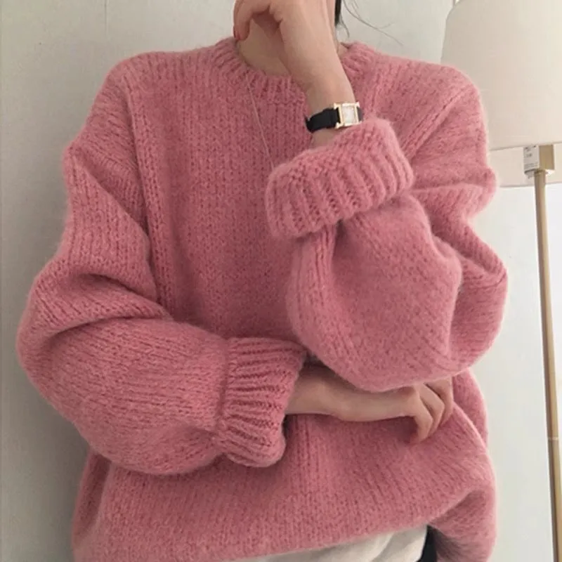 [Korean Style] 9 Color Loose Fit Dropped Shoulder Chunky Sweaters Pullover