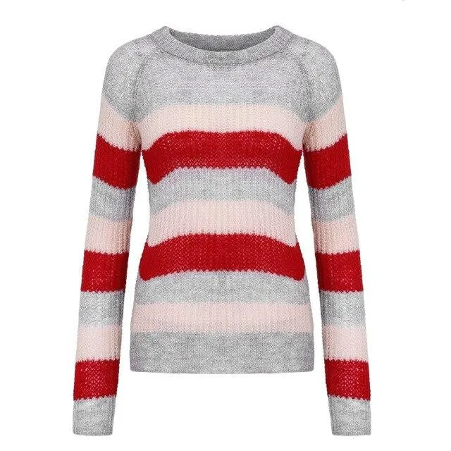 Long Sleeve Stripe compute Knitted Pullover