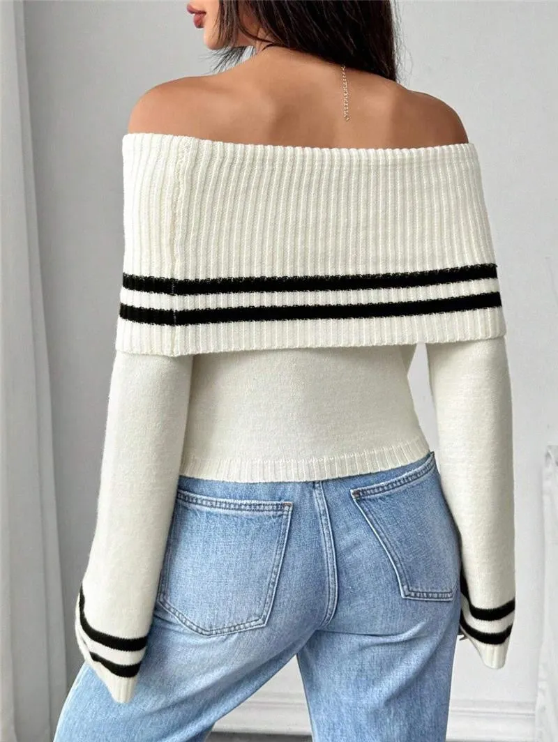 Mayfair Woolen Sweater with Offshoulder Detail