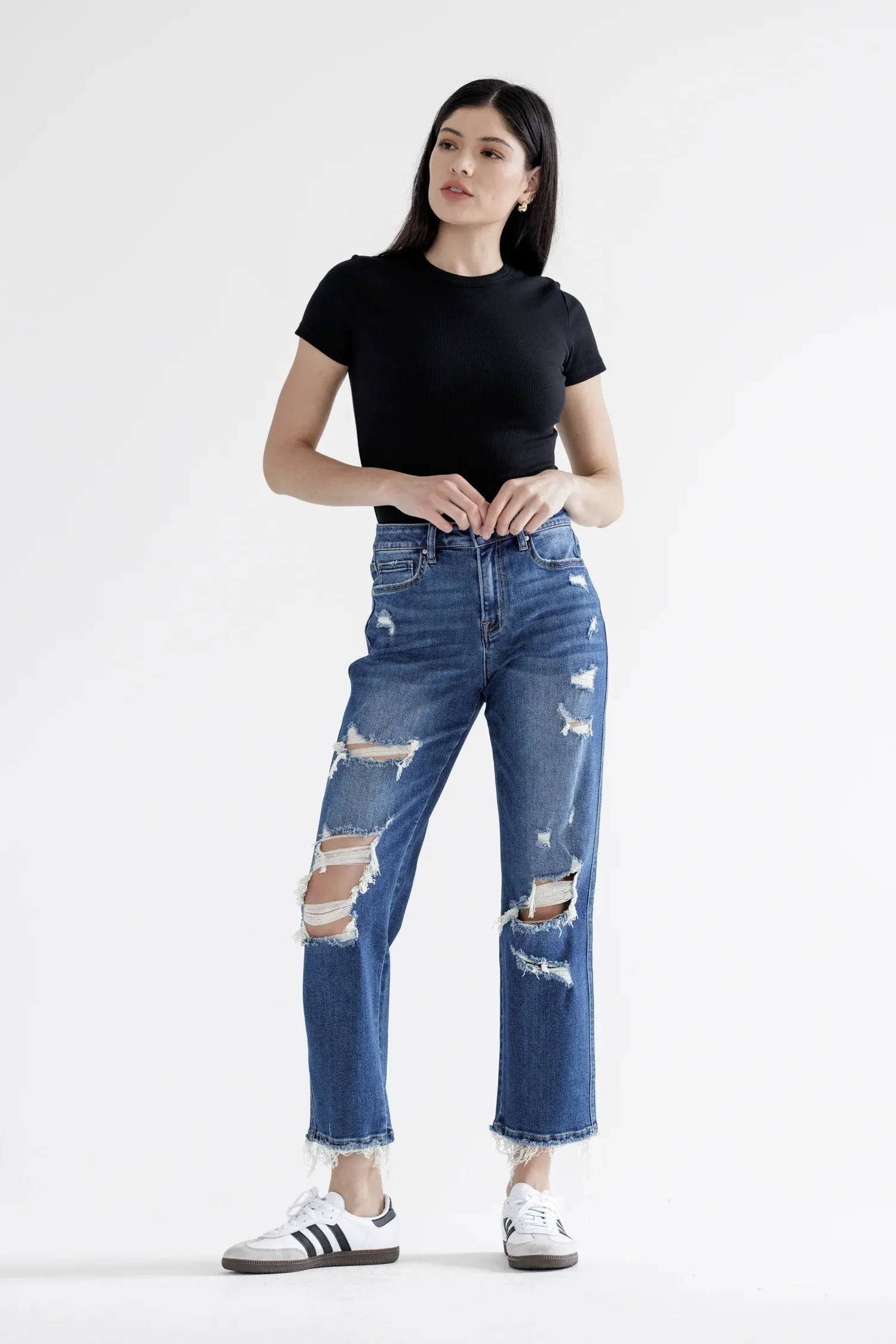 Mica Denim - High Rise Straight Crop - MDP-T3014M