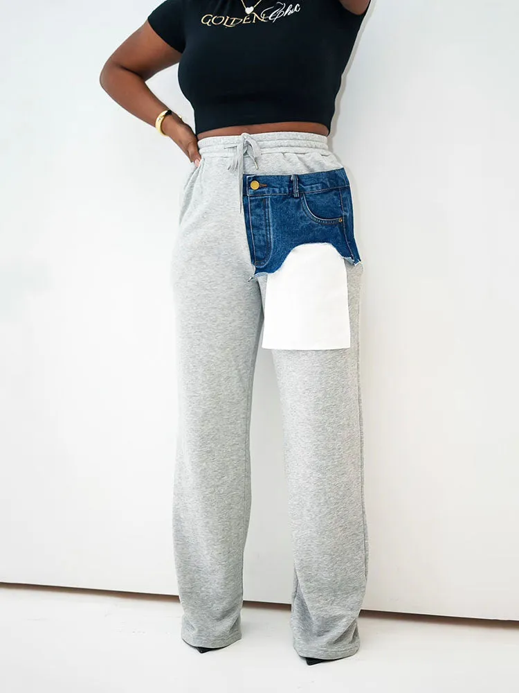 Mixed Up Denim Sweatpants