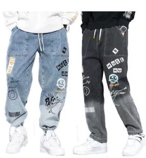 New Toon Design Jeans Pants For Men Printed Casual Loose Fashion Cargo Jeans  | K5266