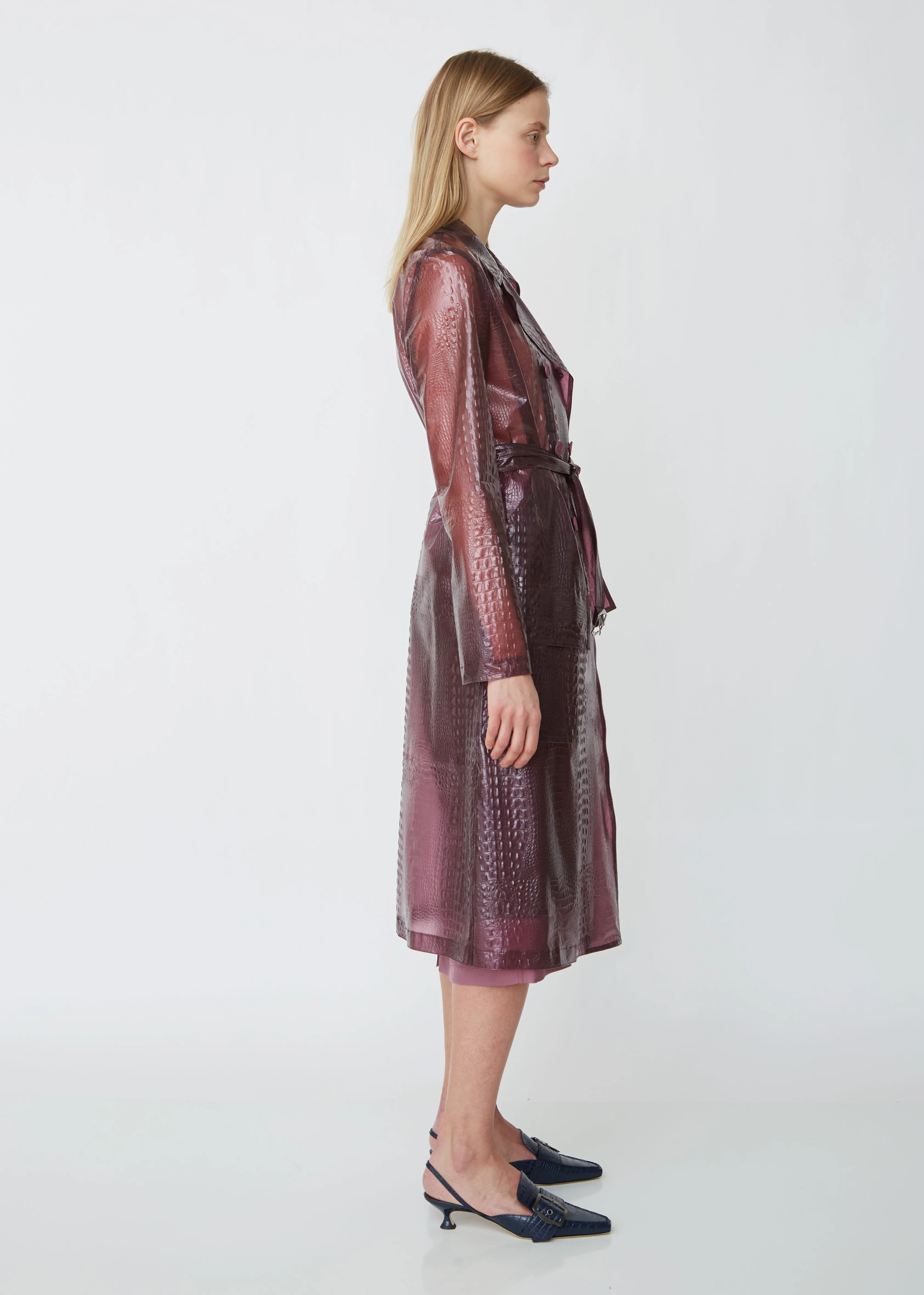 Nisa Embossed Plastic Trench Coat