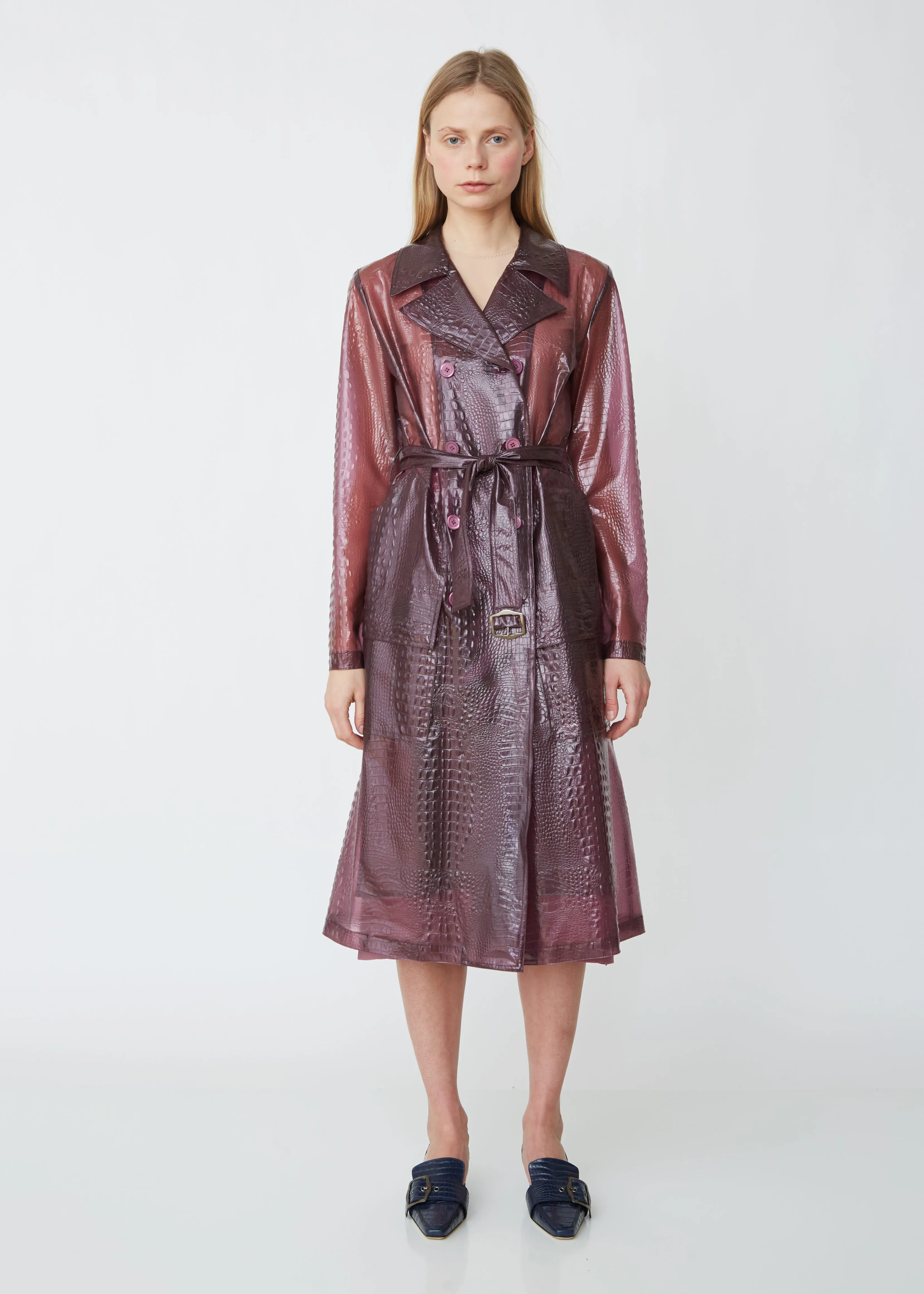 Nisa Embossed Plastic Trench Coat