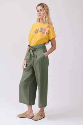 Pearl linen trousers  -olive