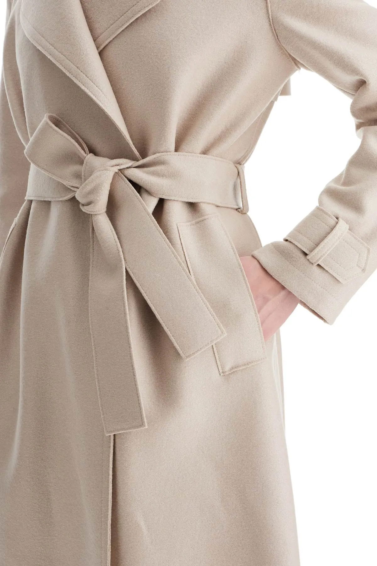 pressed wool robe coat with nine words