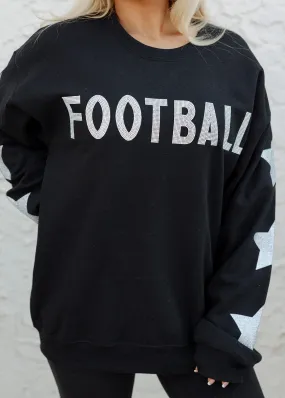 Rhinestone FOOTBALL Star Black Sweatshirt