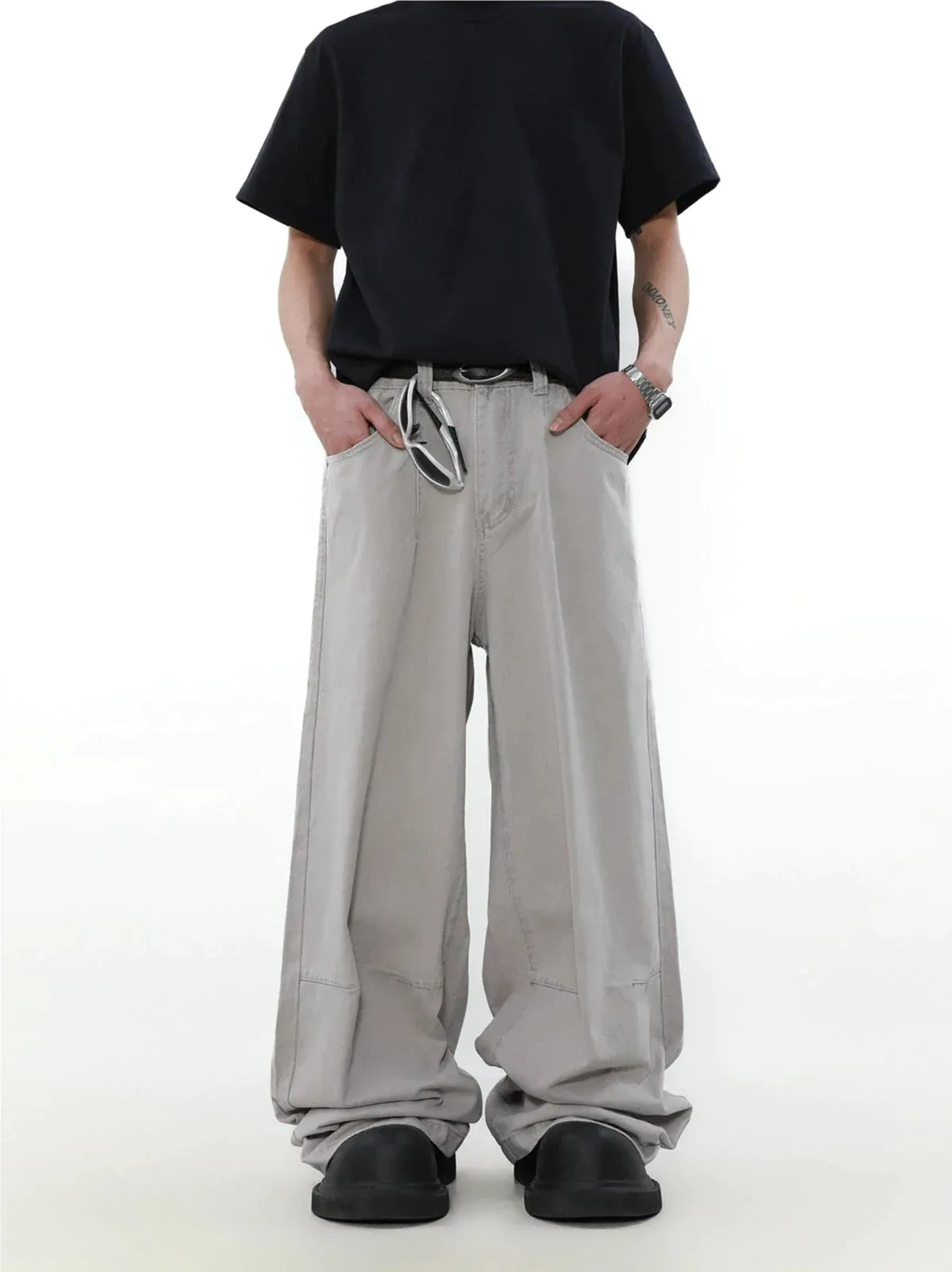 Rinsed Utility Straight-Leg Pants