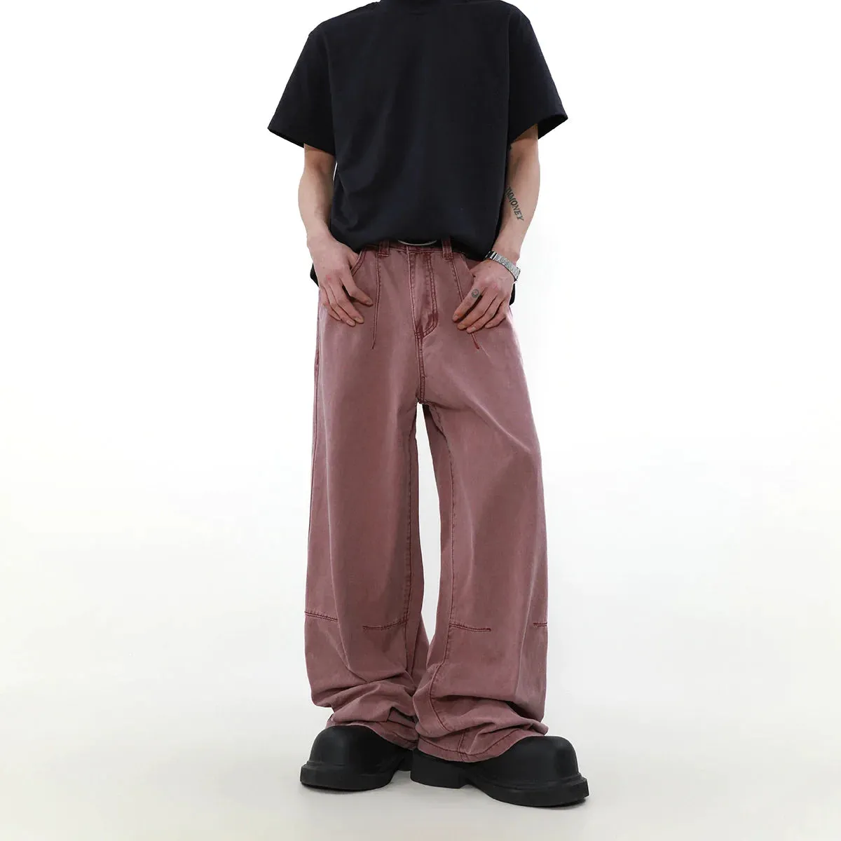 Rinsed Utility Straight-Leg Pants