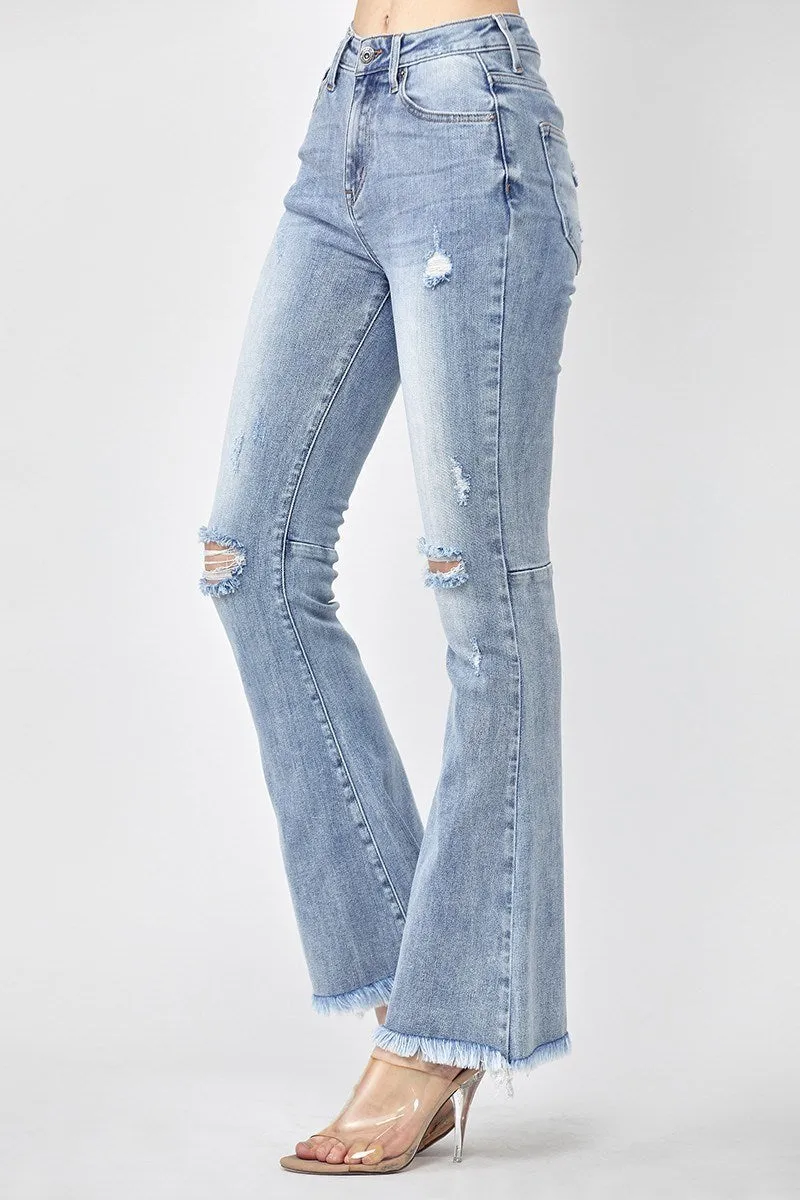 Risen Jeans - High Rsie Distressed Hem Flare - RDP1295