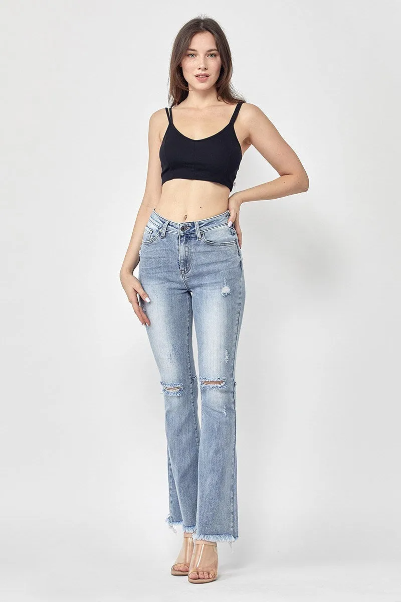 Risen Jeans - High Rsie Distressed Hem Flare - RDP1295