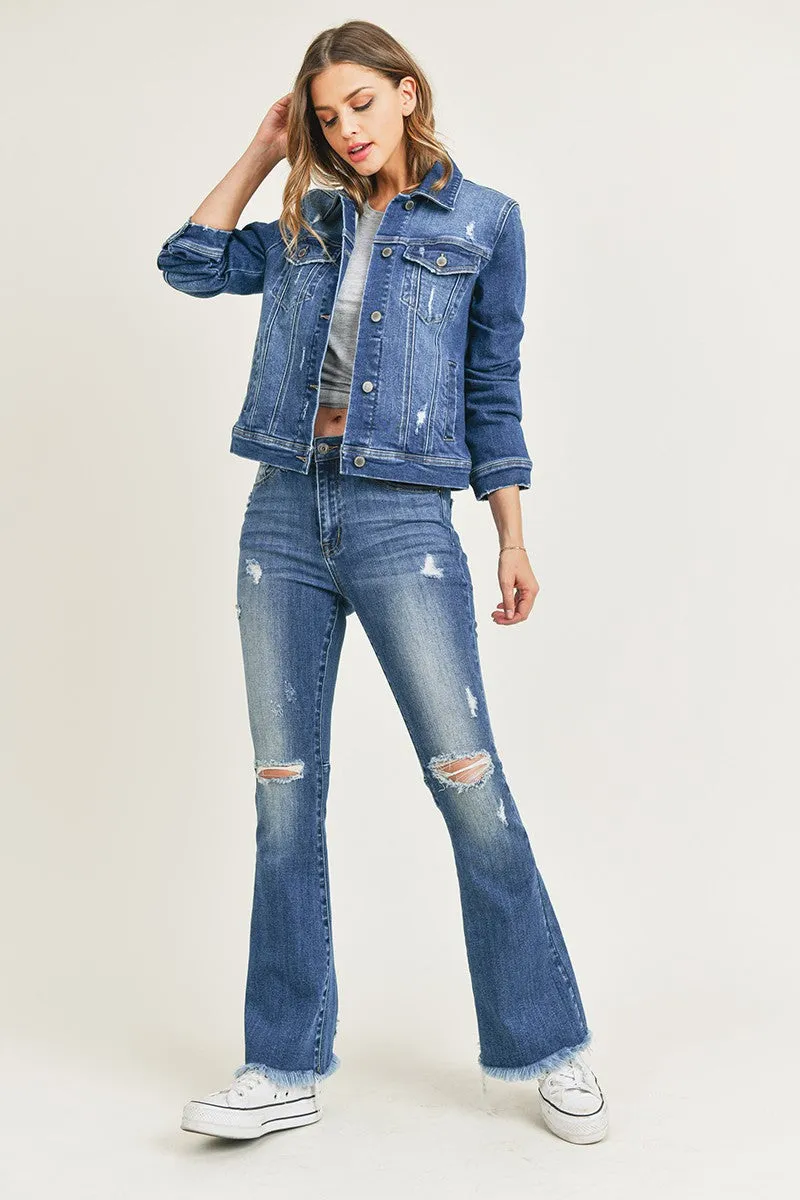 Risen Jeans - High Rsie Distressed Hem Flare - RDP1295