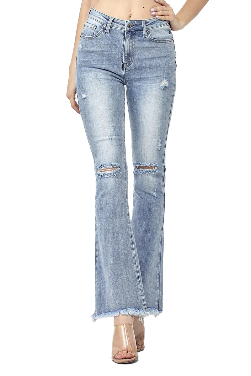 Risen Jeans - High Rsie Distressed Hem Flare - RDP1295