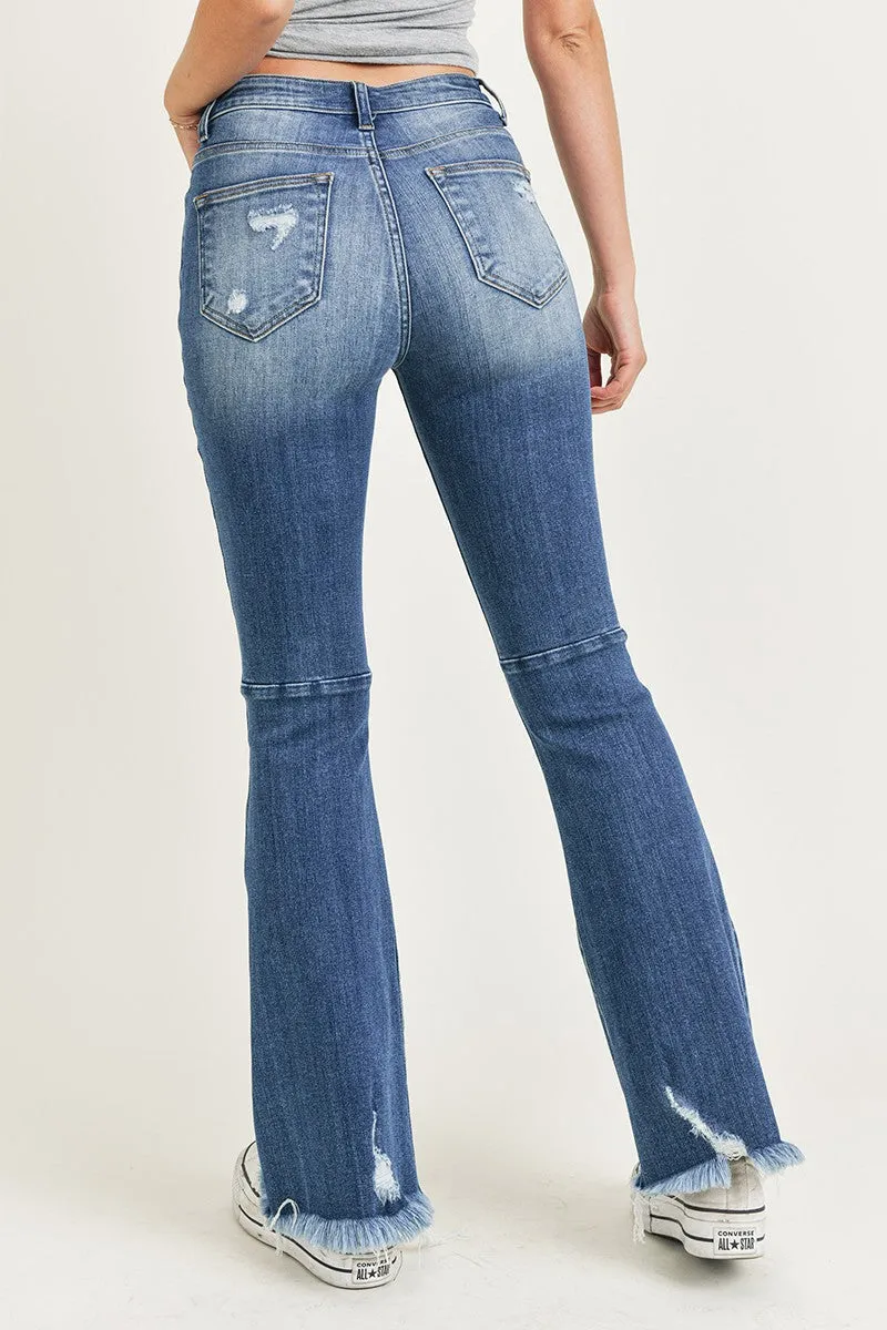 Risen Jeans - High Rsie Distressed Hem Flare - RDP1295