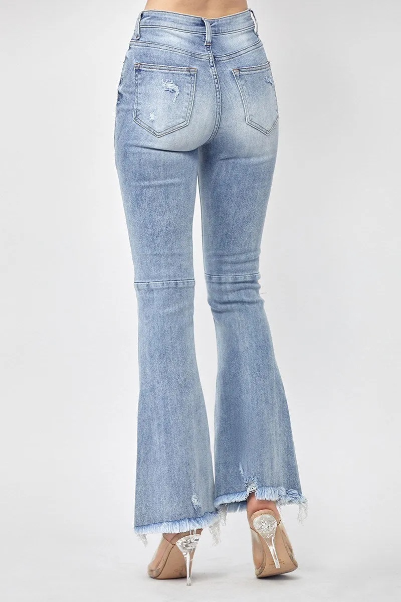 Risen Jeans - High Rsie Distressed Hem Flare - RDP1295