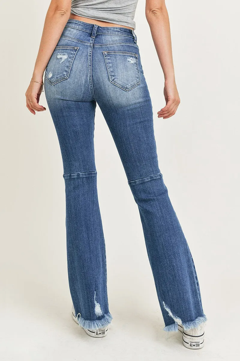 Risen Jeans - High Rsie Distressed Hem Flare - RDP1295