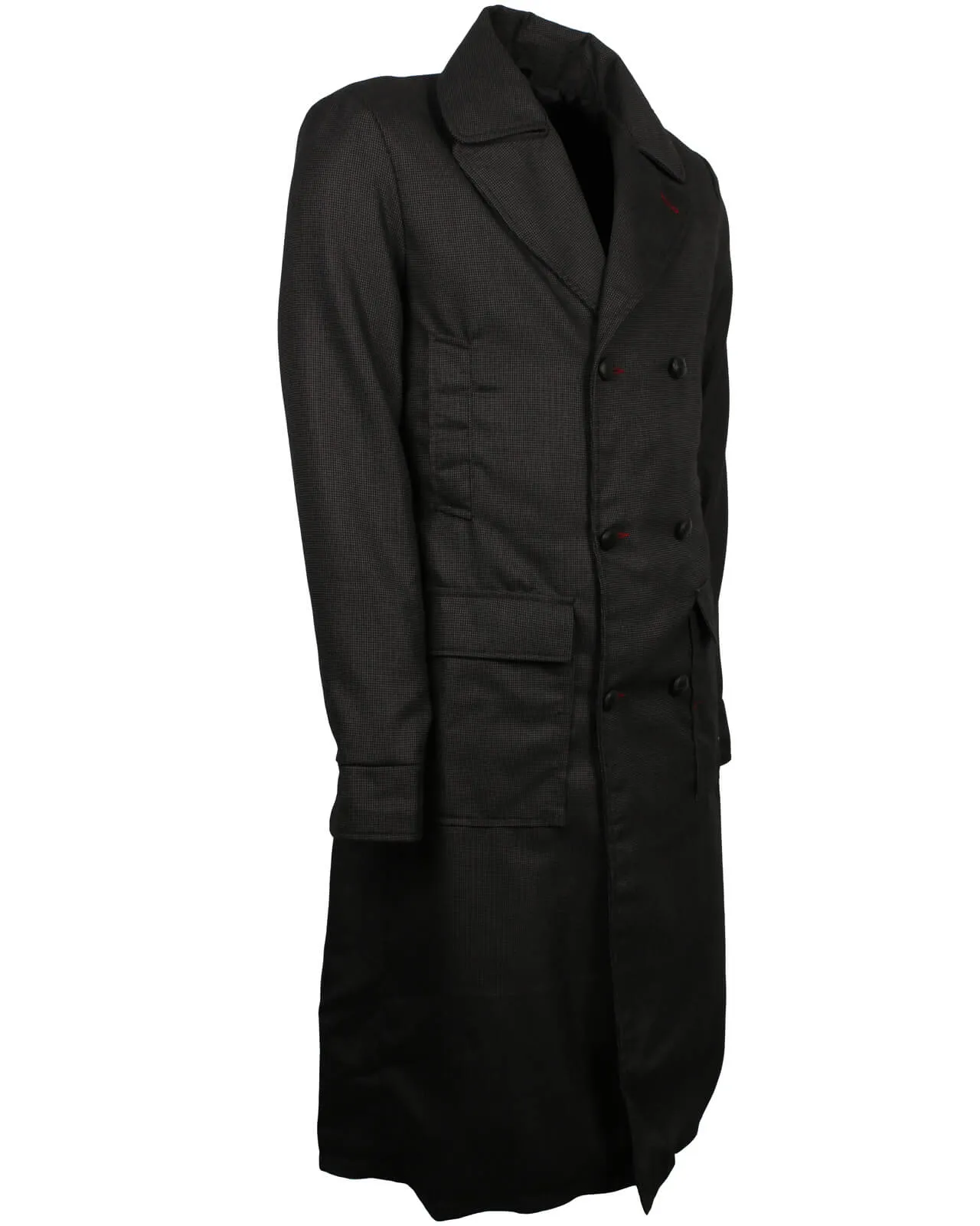 Sherlock Holmes Black Wool Trench Coat