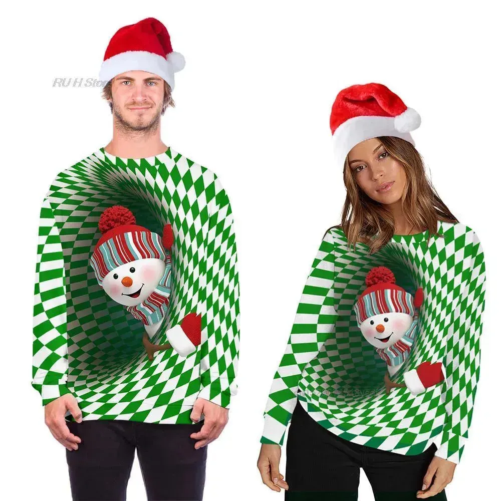 Ugly Christmas Sweater Santa Elf Couple Sweatshirt