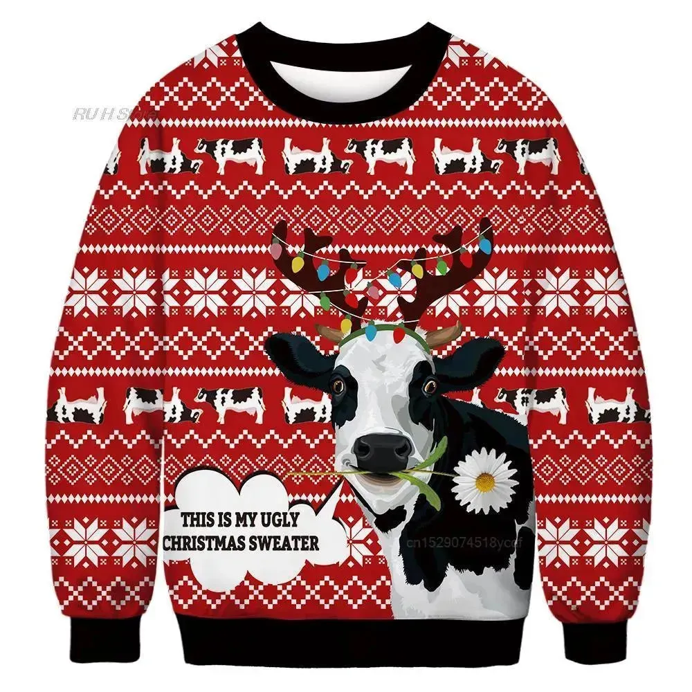 Ugly Christmas Sweater Santa Elf Couple Sweatshirt