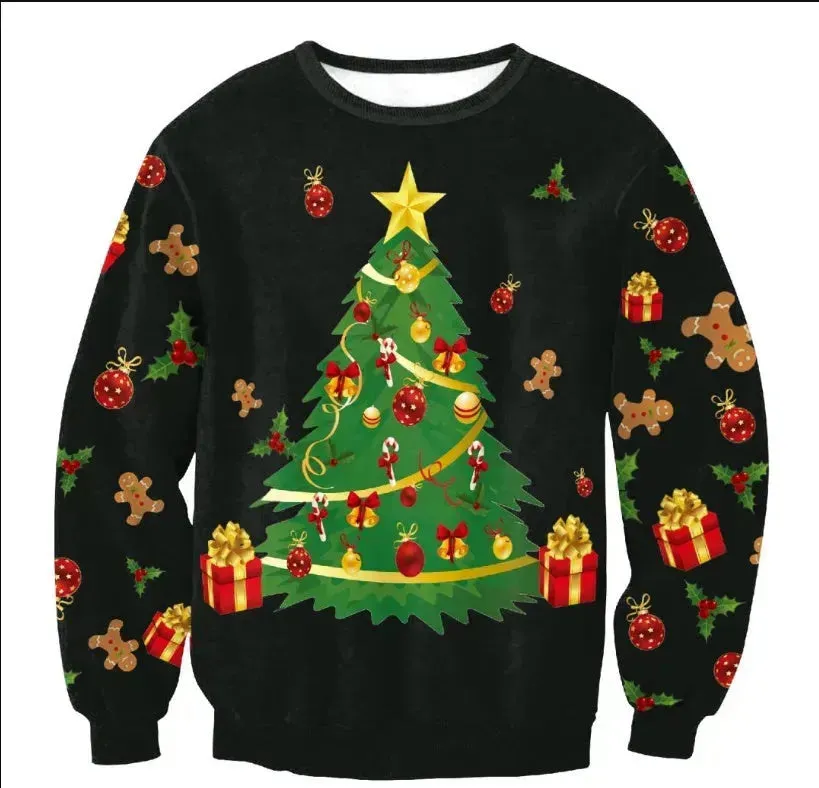 UGLY CHRISTMAS SWEATER Vacation Santa Elf Funny Womens Men Sweaters Tops Autumn Winter Clothing