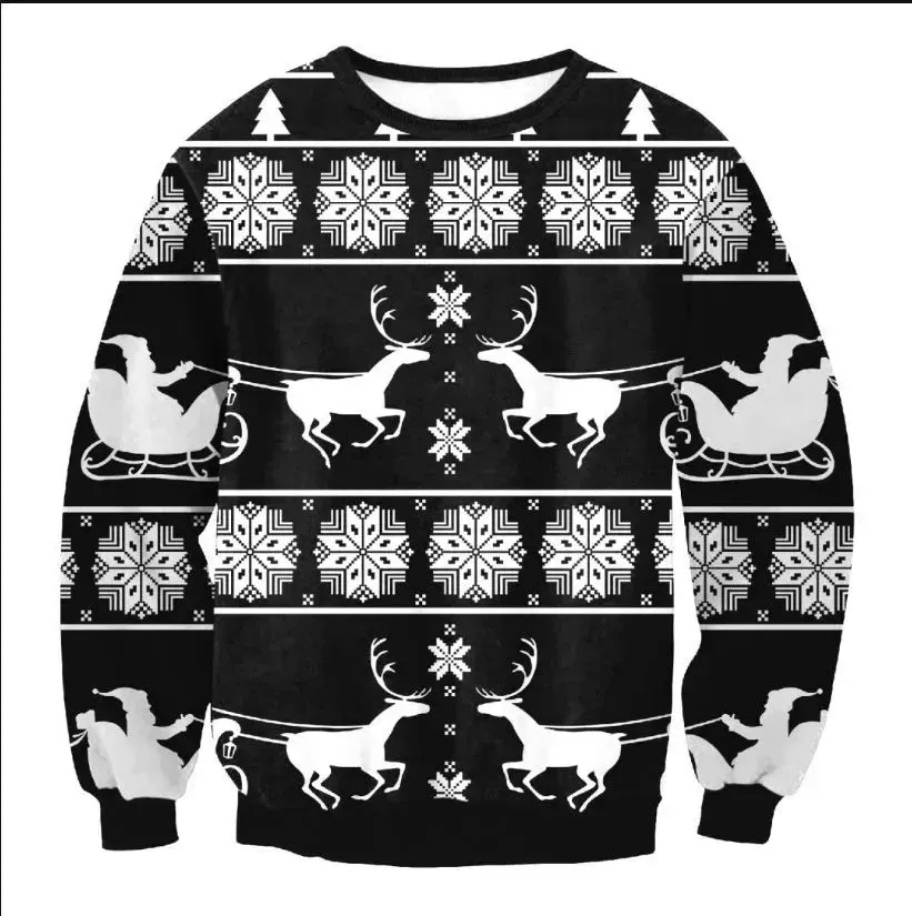 UGLY CHRISTMAS SWEATER Vacation Santa Elf Funny Womens Men Sweaters Tops Autumn Winter Clothing