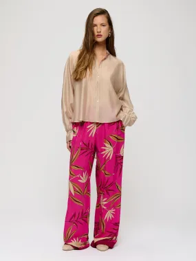 Wide Leg Leaf Print Pant