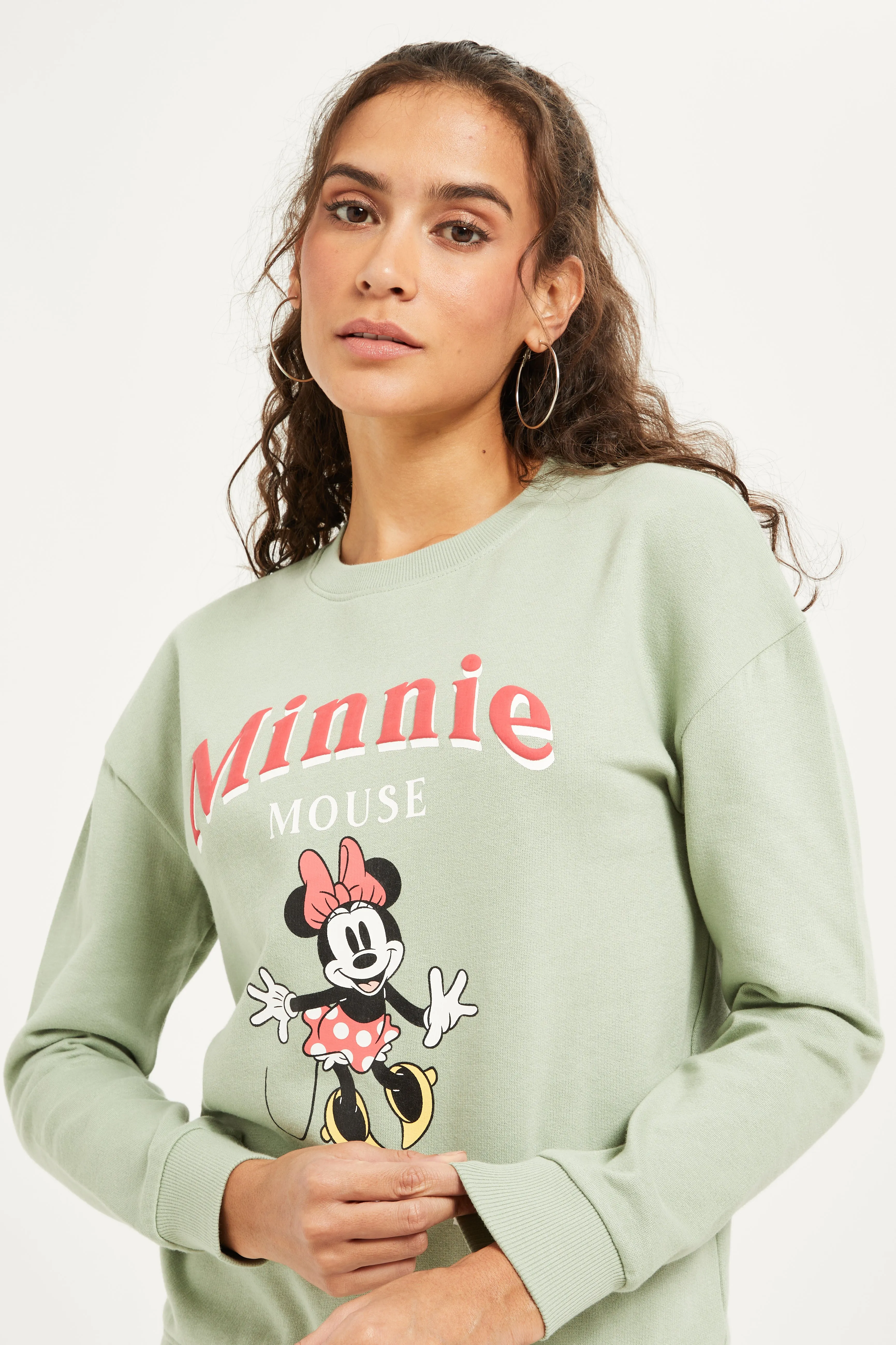 Women Mint Minnie Mouse Printed Sweatshirt