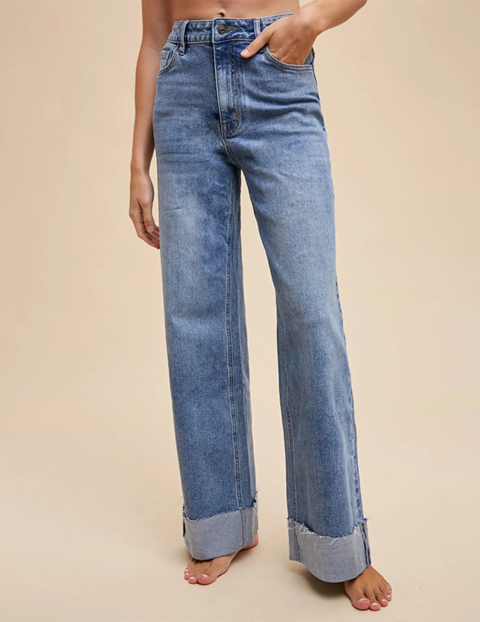 Zahara Deep Cuff High Rise Jeans